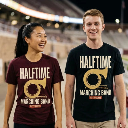 Official Halftime vintage marching band t-shirt — lifestyle