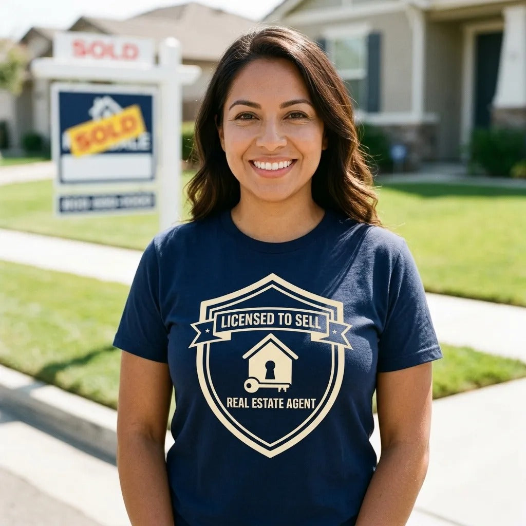 Licensed to Sell real estate agent tee — lifestyle
