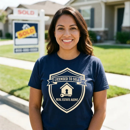 Licensed to Sell real estate agent tee — lifestyle