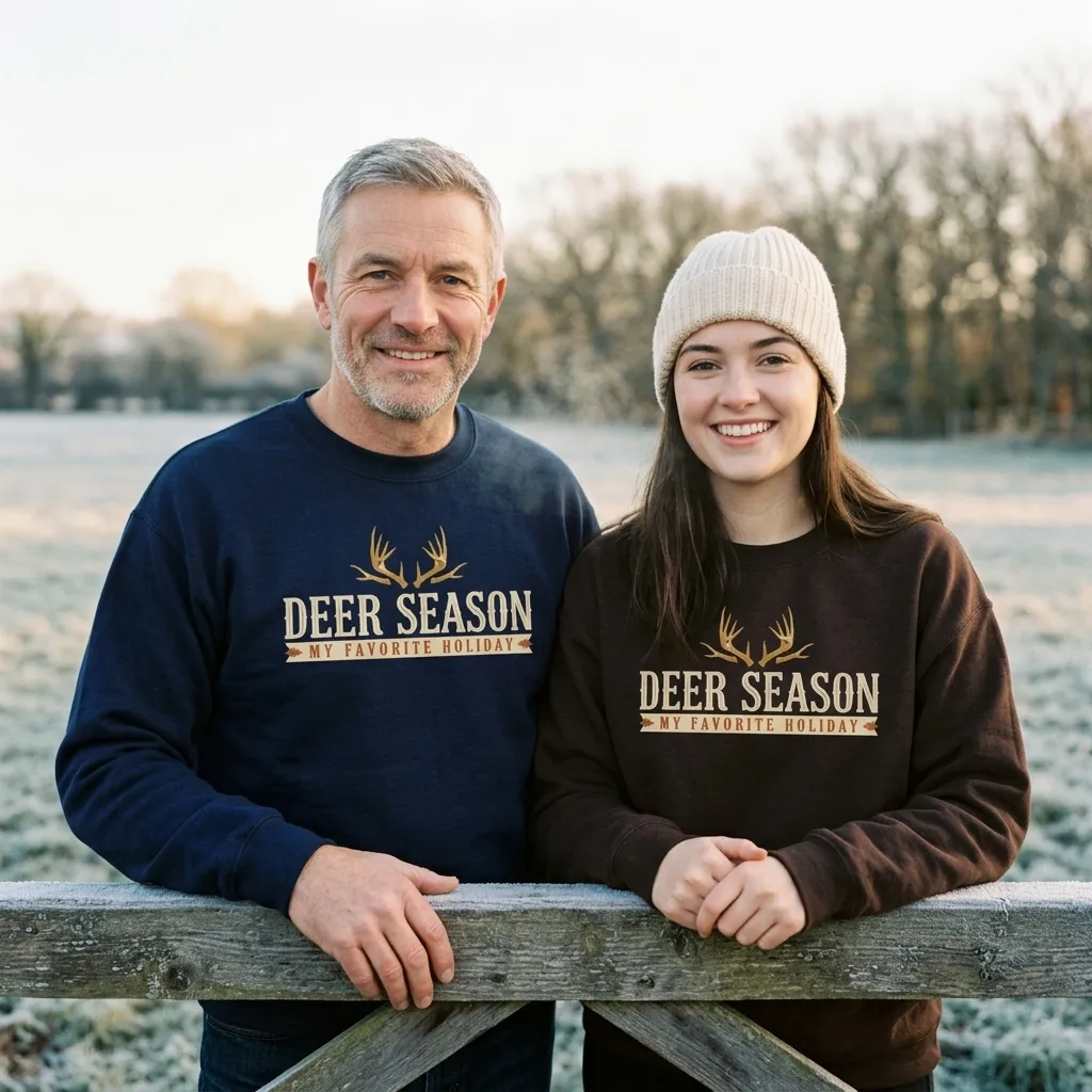 Deer Season My Favorite Holiday deer hunting crewneck sweatshirt — lifestyle