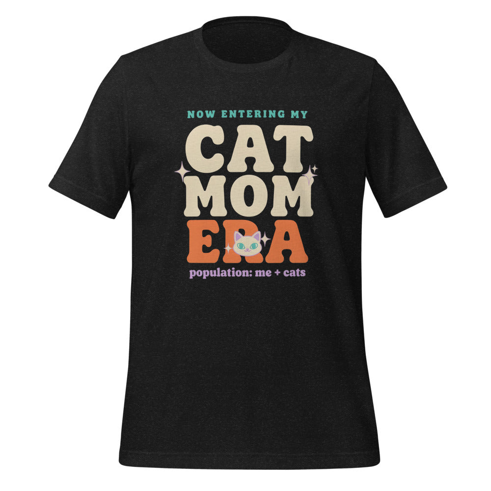 Cat Mom Era retro Y2K tee — Black Heather, front