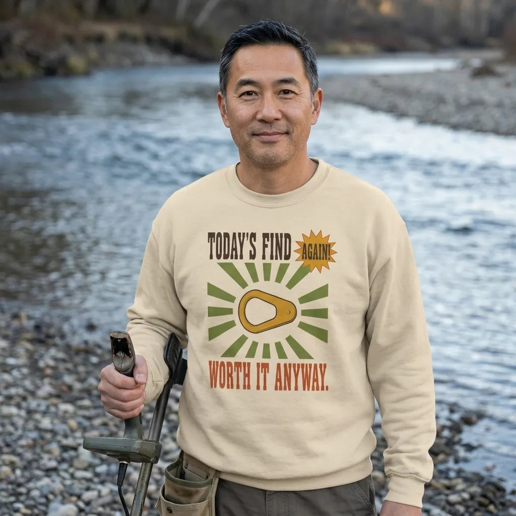 Today's Find pull tab retro metal detecting crewneck sweatshirt — lifestyle