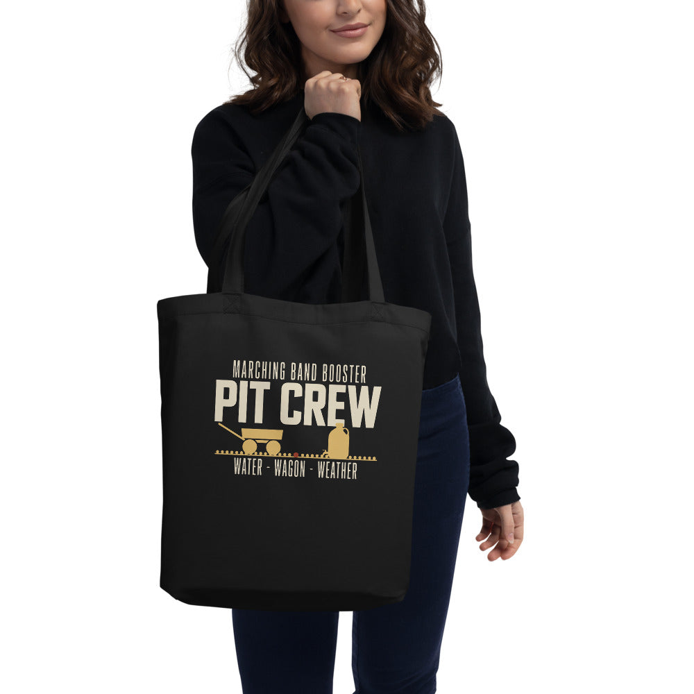 Pit Crew marching band booster canvas tote bag — Black