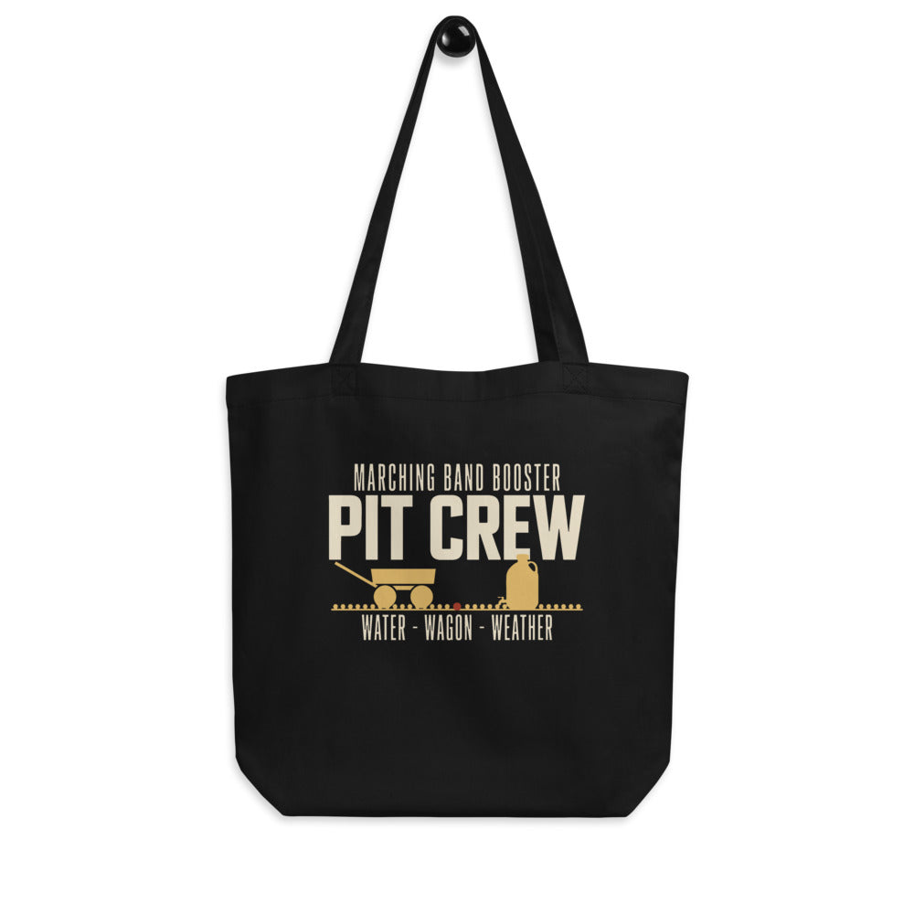 Pit Crew marching band booster canvas tote bag — Black, hanger