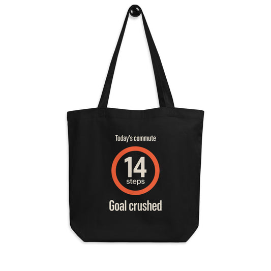 Today's Commute 14 Steps work from home tote bag — Black, hanger
