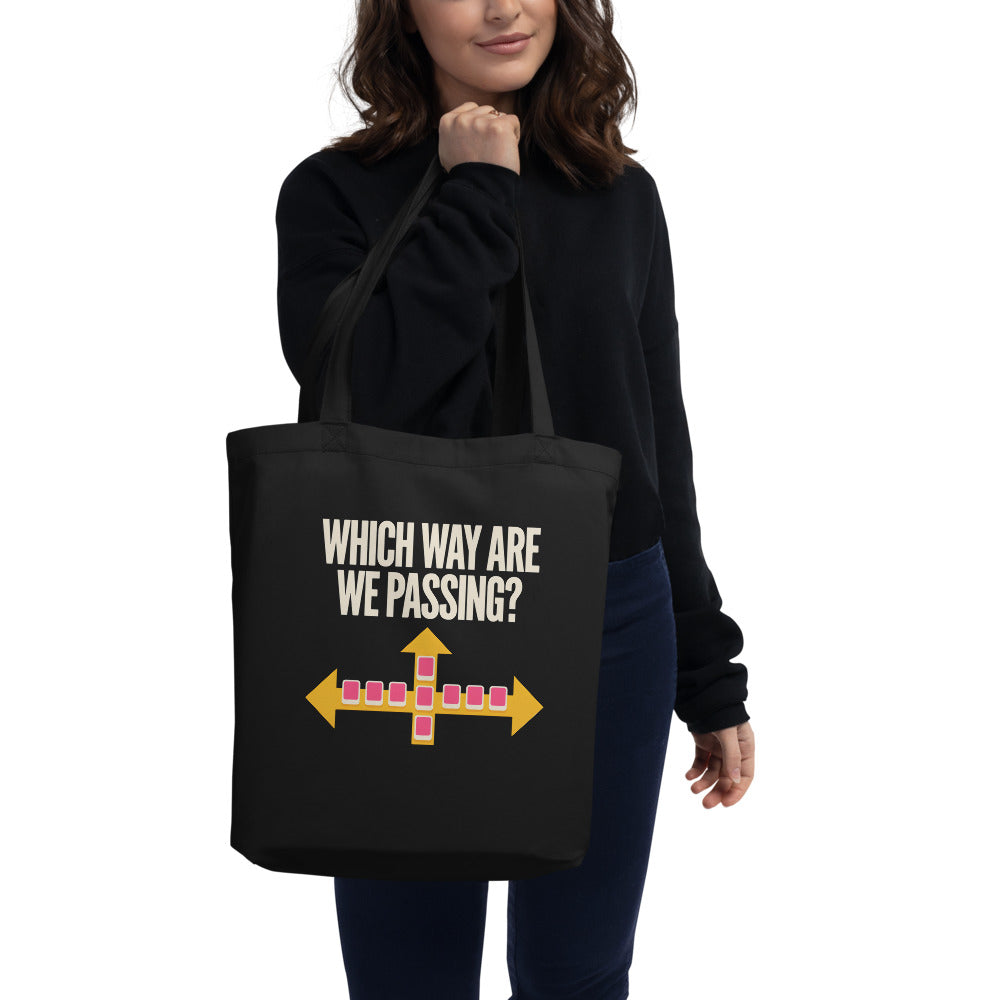 Which Way Are We Passing funny mahjong tote bag — Black