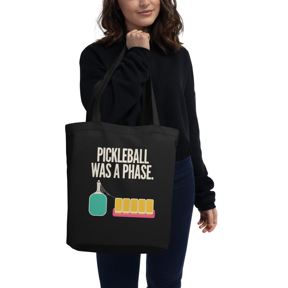 Pickleball Was A Phase funny mahjong tote bag — Black
