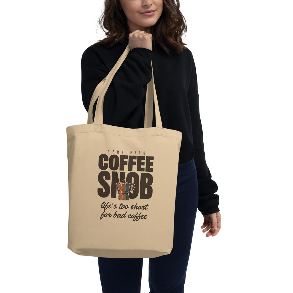 Certified Coffee Snob coffee canvas tote bag — Oyster