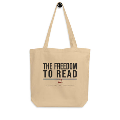 The Freedom to Read school librarian canvas tote bag — Oyster, hanger