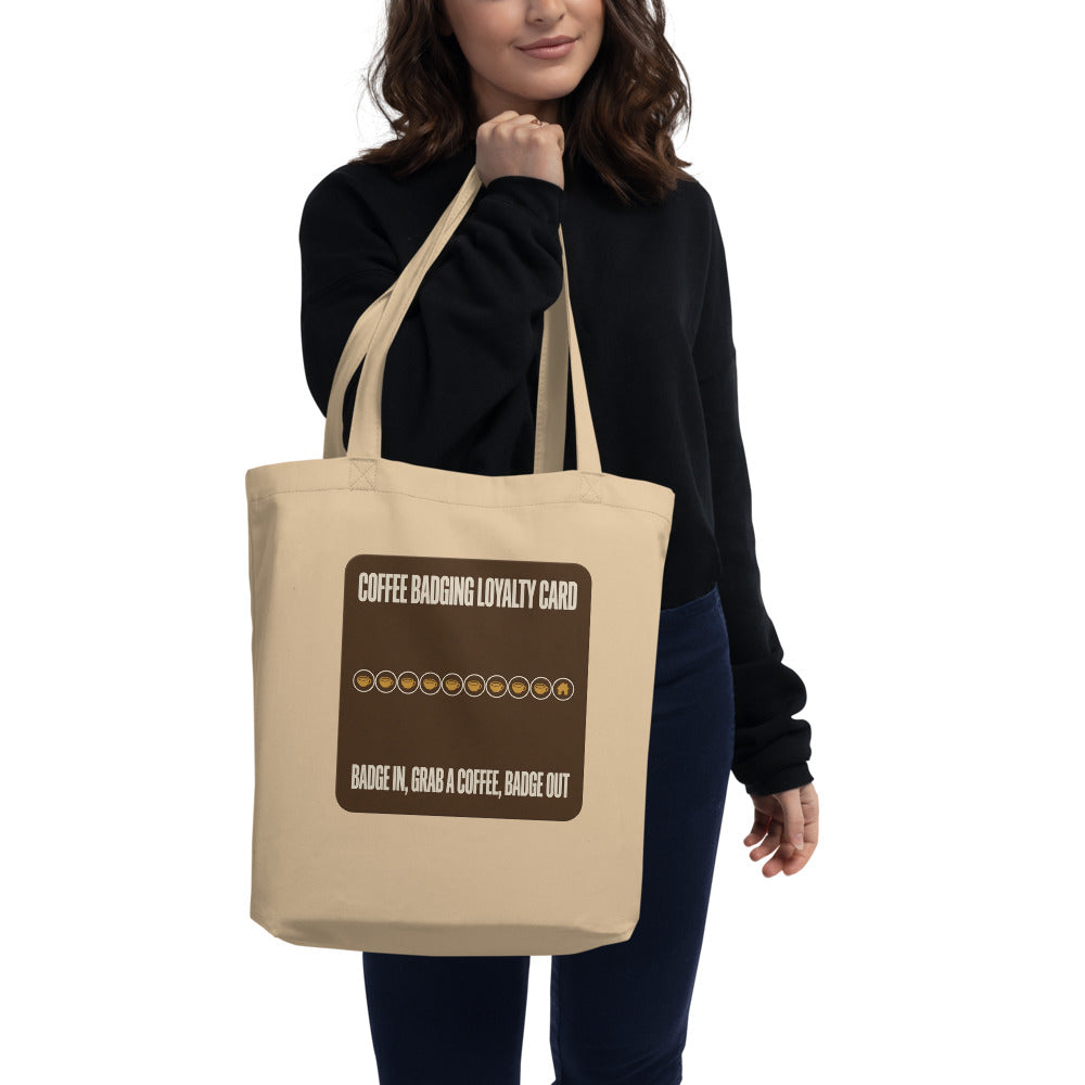 Coffee Badging Loyalty Card eco tote bag — Oyster