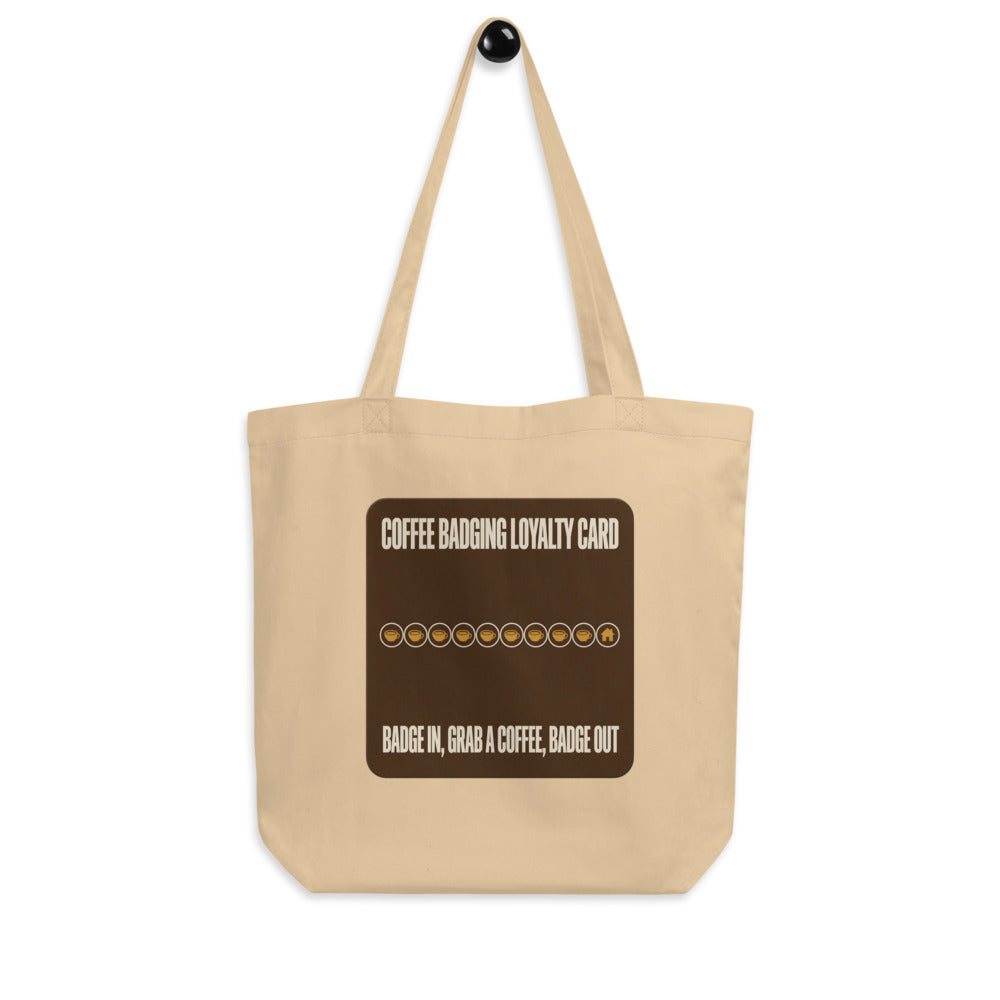 Coffee Badging Loyalty Card eco tote bag — Oyster, hanger