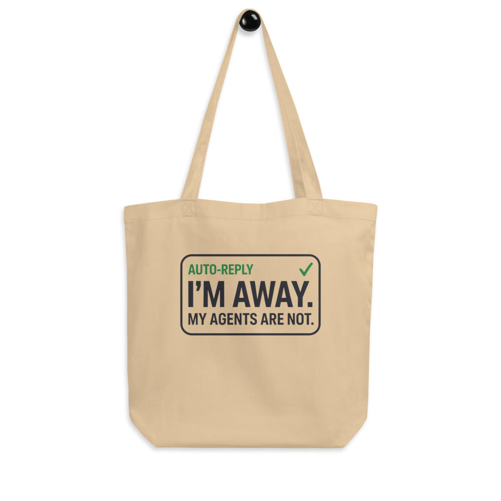 Auto-Reply agentic AI engineer canvas tote bag — Oyster, hanger