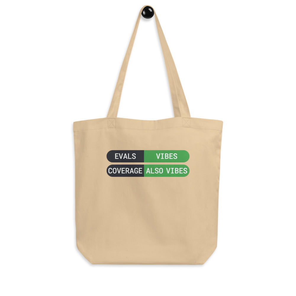 Eval Suite Vibes agentic AI engineer canvas tote bag — Oyster, hanger