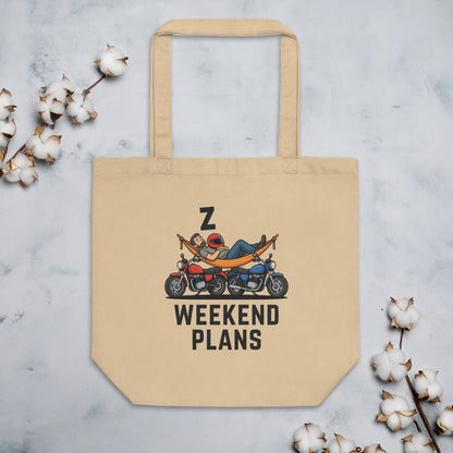 Weekend Plans funny motorcycle dad tote bag — Oyster