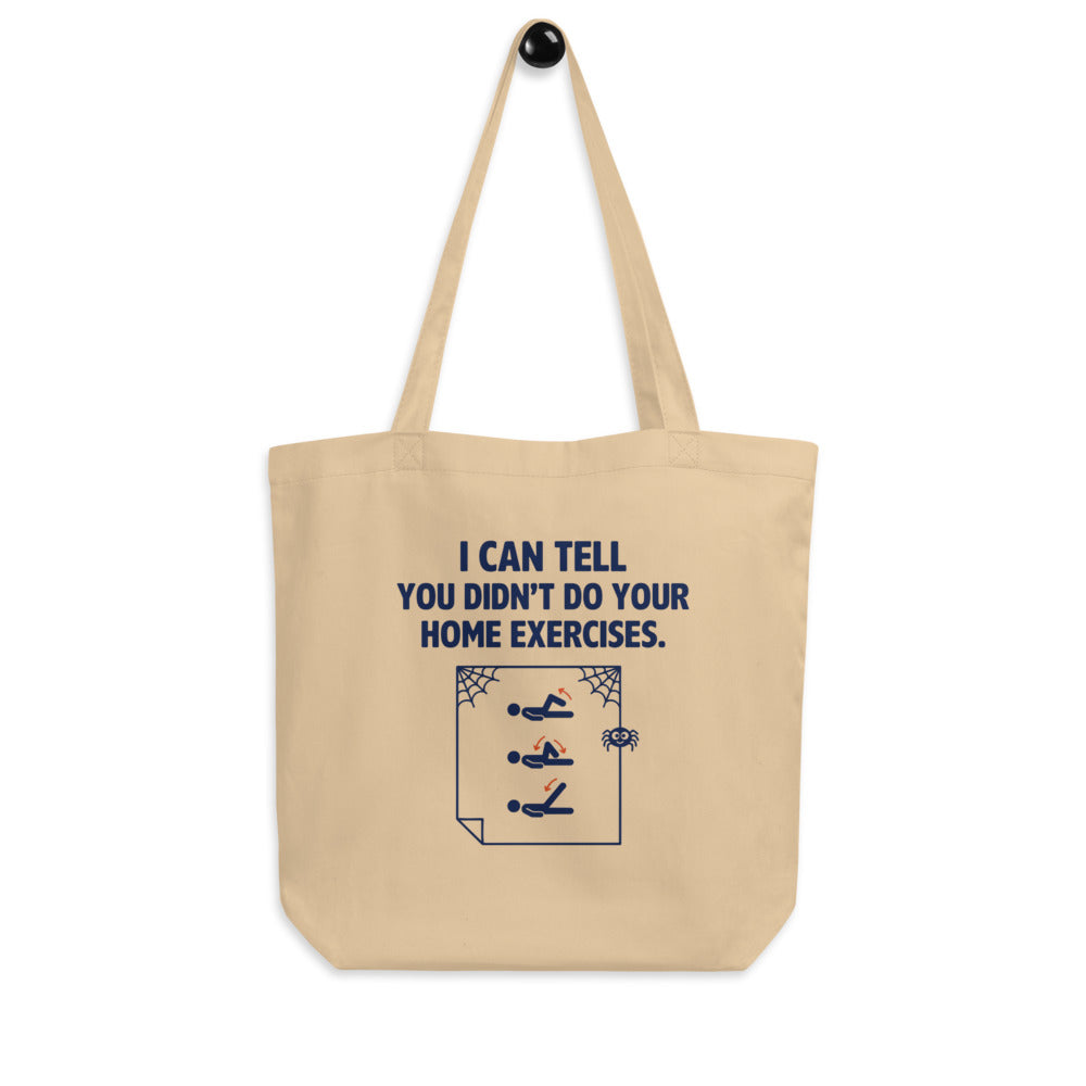 Home Exercises funny physical therapy tote bag — Oyster, hanger