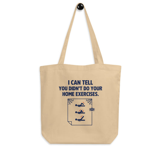 Home Exercises funny physical therapy tote bag — Oyster, hanger