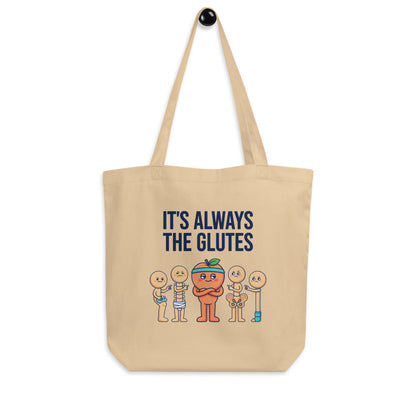 Always The Glutes funny physical therapy tote bag — Oyster, hanger