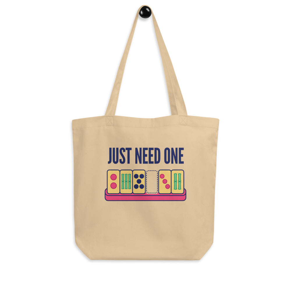 Just Need One funny mahjong tote bag — Oyster, hanger