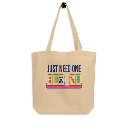 Just Need One funny mahjong tote bag — Oyster, hanger