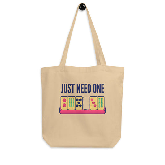 Just Need One funny mahjong tote bag — Oyster, hanger