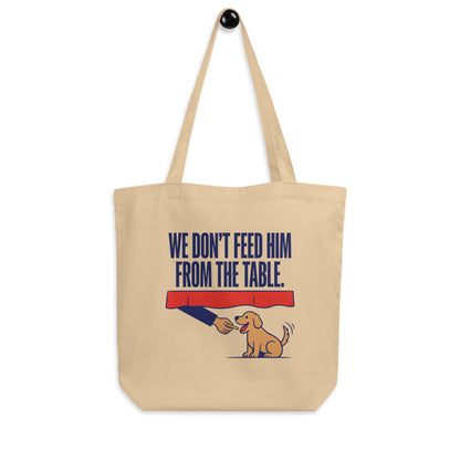 From The Table funny dog dad tote bag — Oyster, hanger