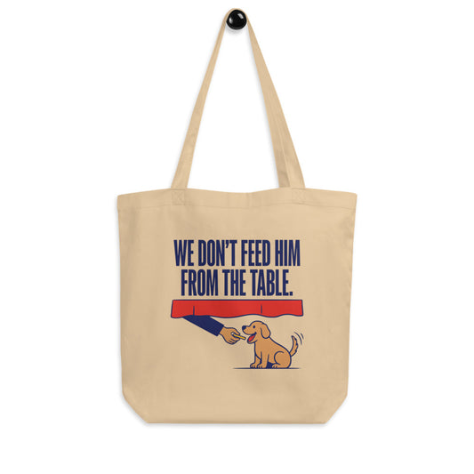 From The Table funny dog dad tote bag — Oyster, hanger