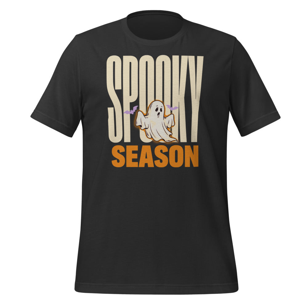 Spooky Season retro Halloween ghost typography tee — Dark Grey, front