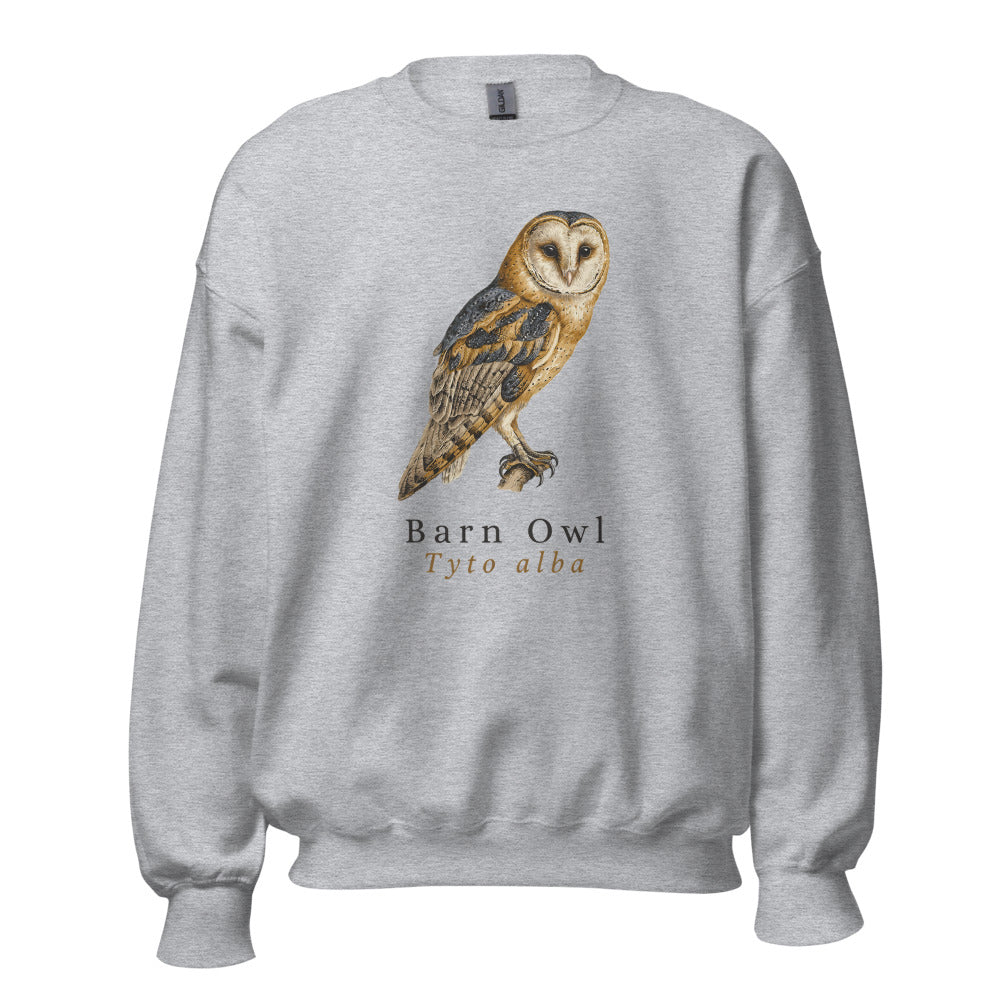 Barn Owl vintage field-guide crewneck sweatshirt — Sport Grey, front