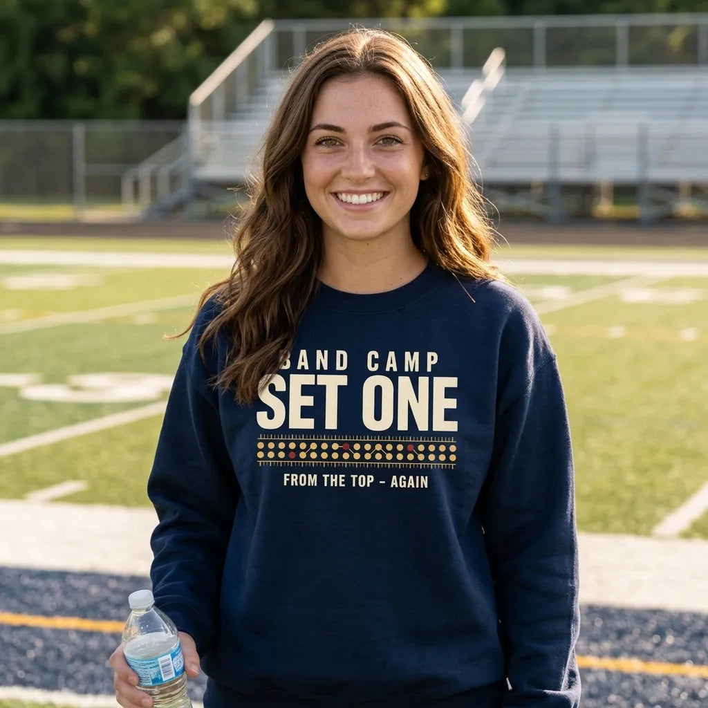 Set One marching band drill chart crewneck sweatshirt — lifestyle