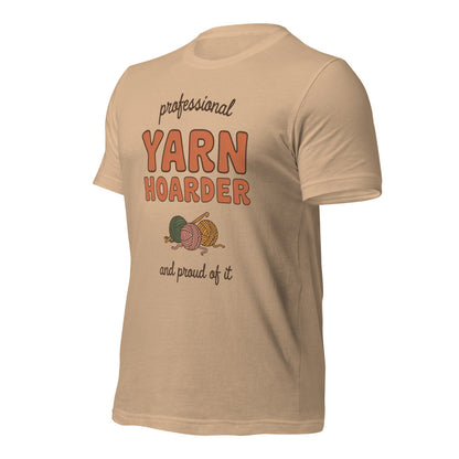 Professional Yarn Hoarder crochet cottagecore tee — Tan, front right