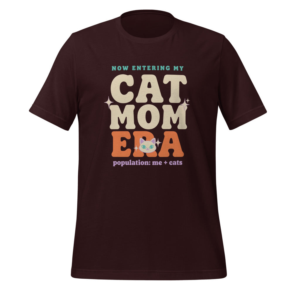 Cat Mom Era retro Y2K tee — Oxblood Black, front