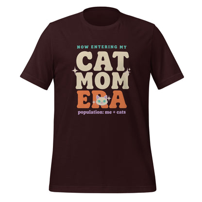 Cat Mom Era retro Y2K tee — Oxblood Black, front