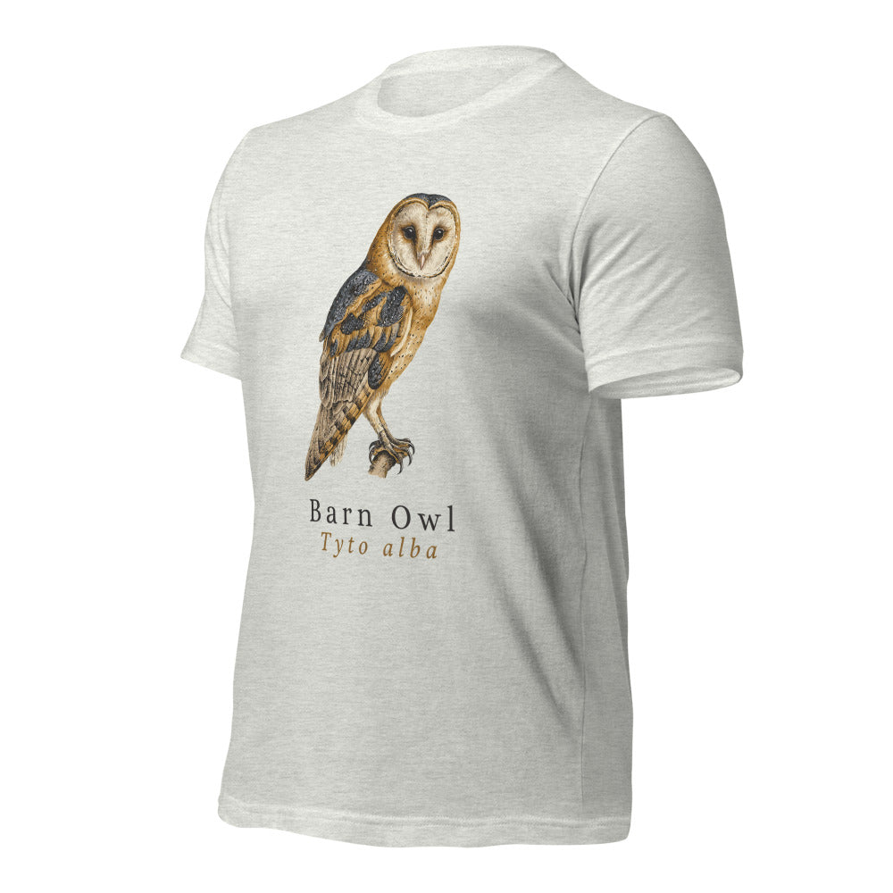 Barn Owl vintage field-guide tee — Ash, front-right