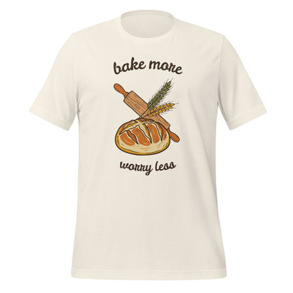 Bake More Worry Less retro kitchen sourdough tee — Vintage White, front