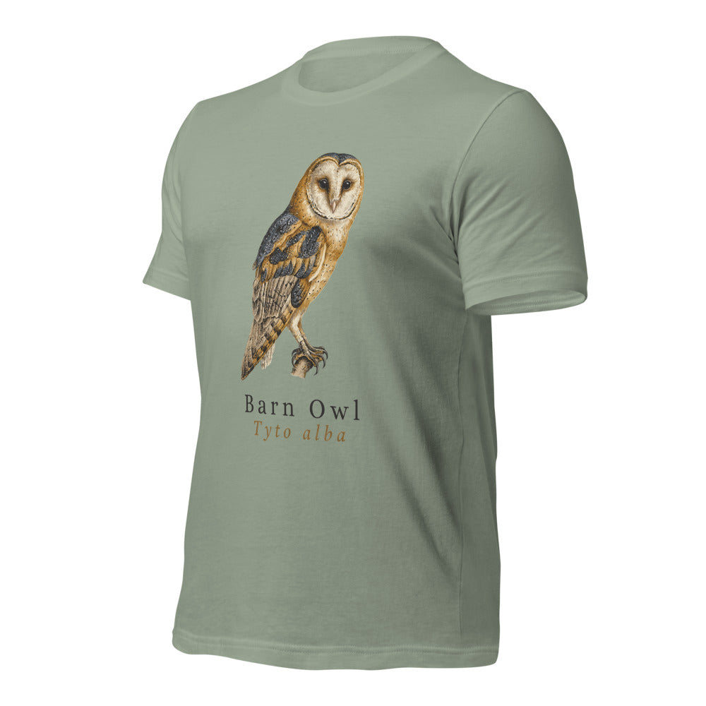 Barn Owl vintage field-guide tee — Sage, front-right