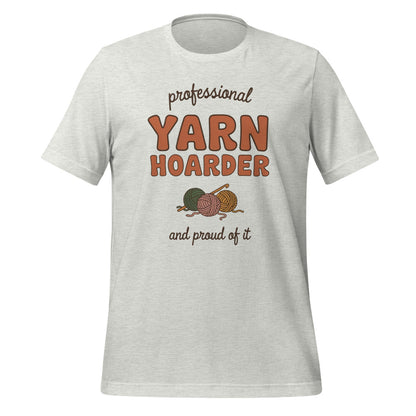 Professional Yarn Hoarder crochet cottagecore tee — Ash, front