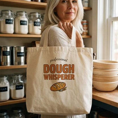 Professional Dough Whisperer funny baker cotton tote bag — lifestyle