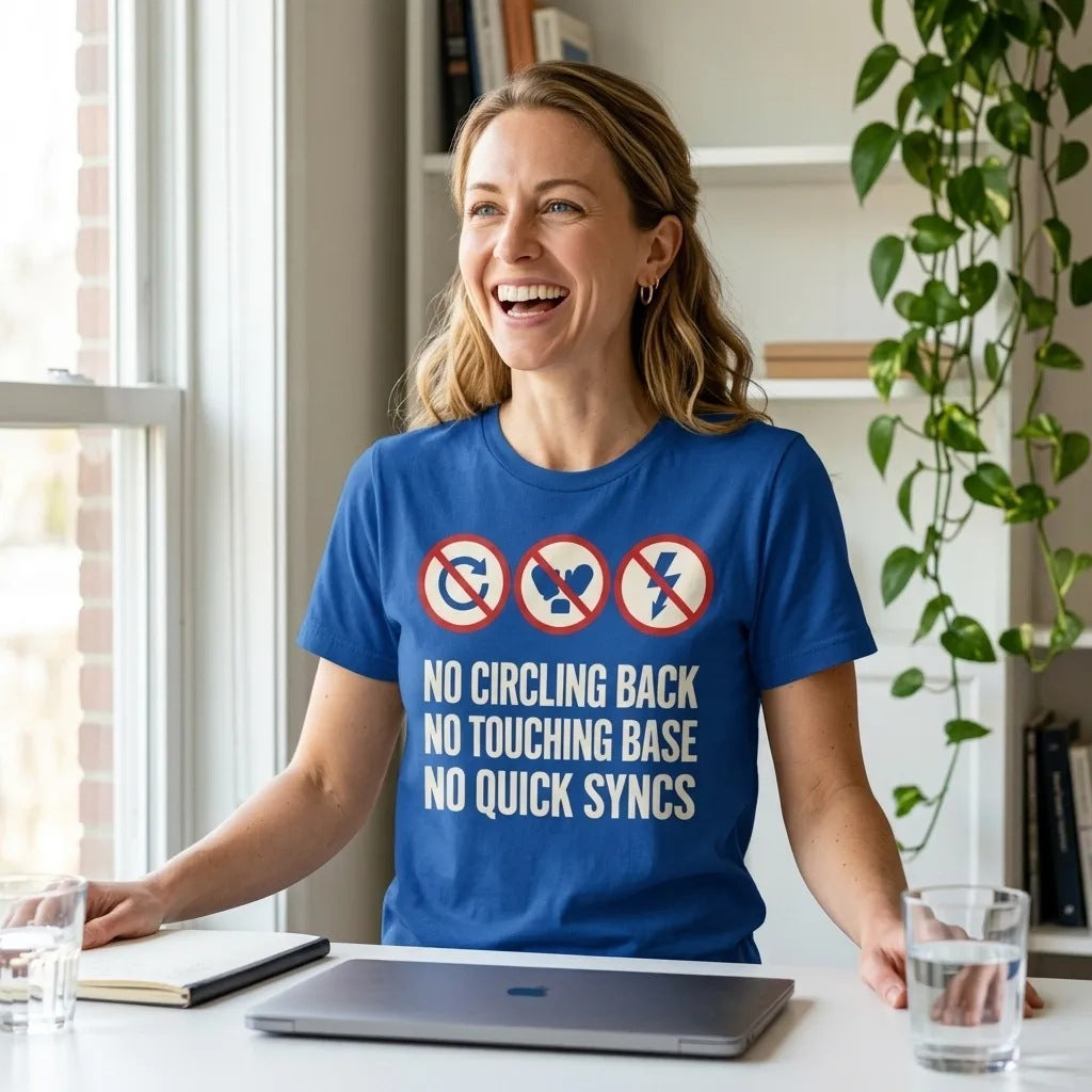 No Circling Back corporate jargon prohibition signs unisex t-shirt — lifestyle