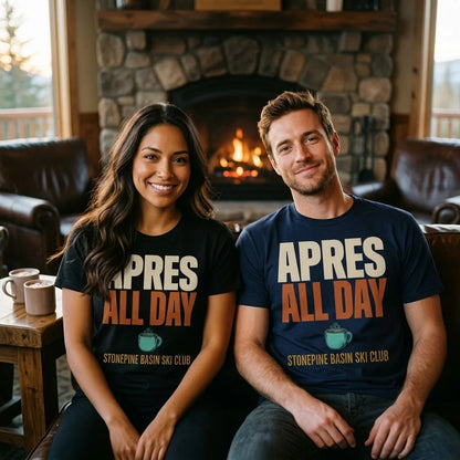 Après All Day Stonepine Basin Ski Club retro apres-ski t-shirt — lifestyle