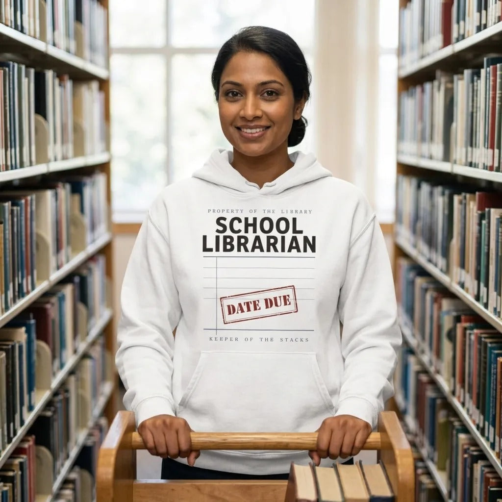 Property of the School Library card catalog school librarian hoodie — lifestyle