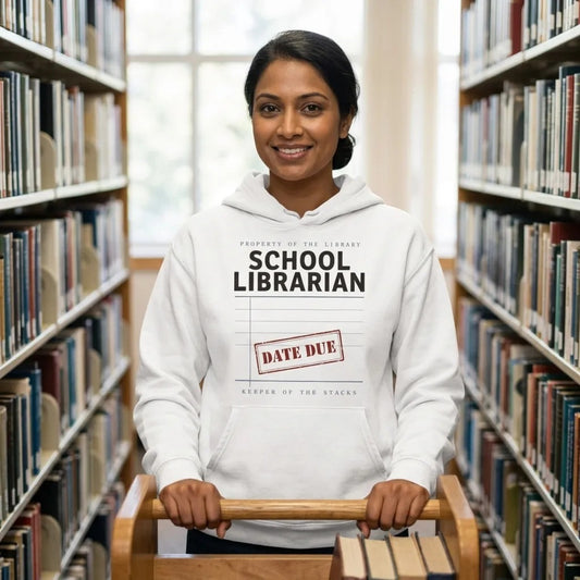Property of the School Library card catalog school librarian hoodie — lifestyle