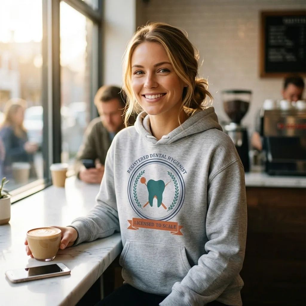 Licensed to Scale registered dental hygienist hoodie — lifestyle
