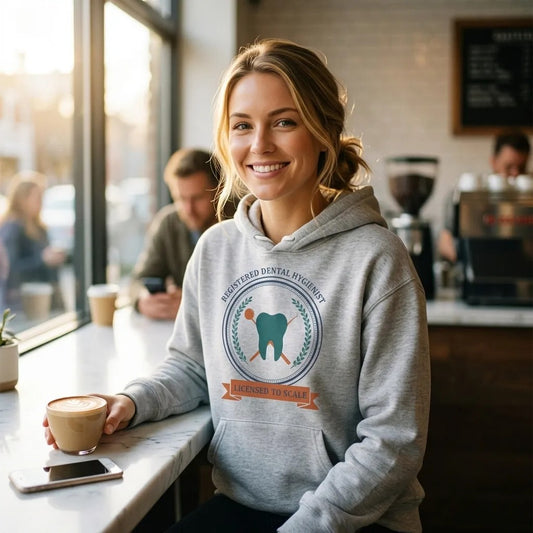 Licensed to Scale registered dental hygienist hoodie — lifestyle