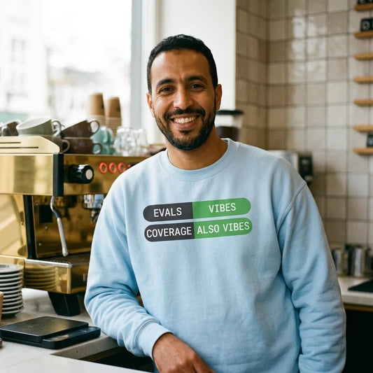 Eval Suite Vibes agentic AI engineer crewneck sweatshirt — lifestyle