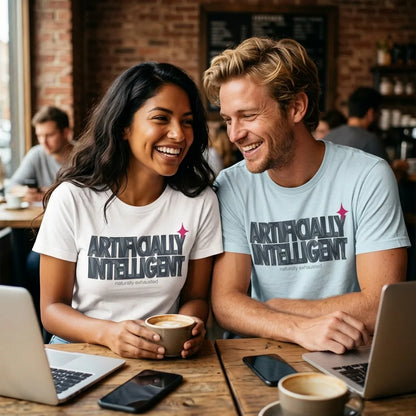 Artificially Intelligent funny AI t-shirt — lifestyle