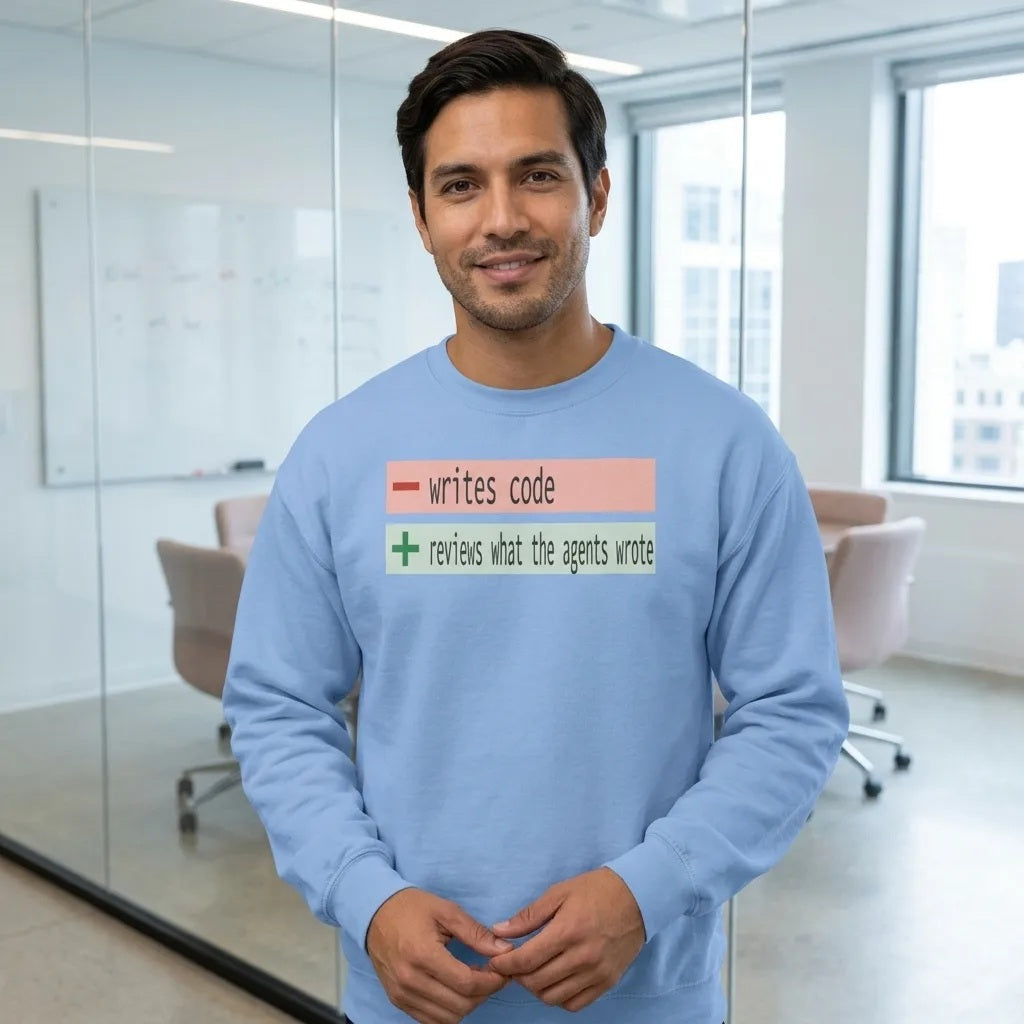 The Diff agentic AI engineer crewneck sweatshirt — lifestyle