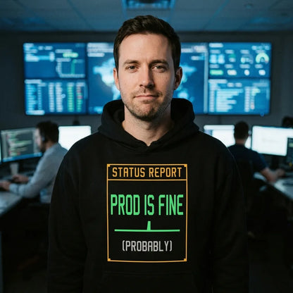Prod Is Fine programmer hoodie — lifestyle