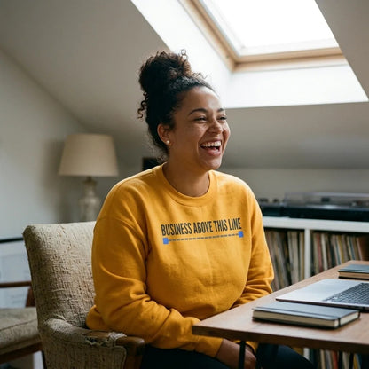 Business Above This Line crewneck sweatshirt — lifestyle