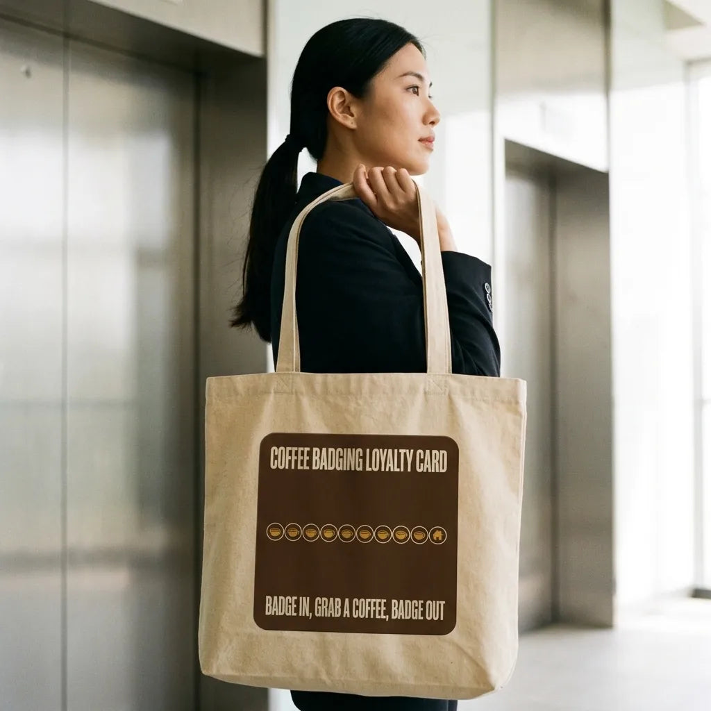 Coffee Badging Loyalty Card eco tote bag — lifestyle