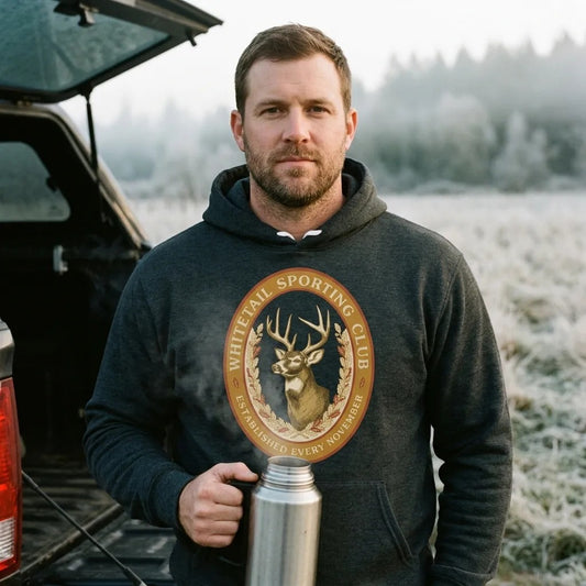 Whitetail Sporting Club vintage deer hunting hoodie — lifestyle